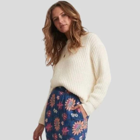 Marine Layer Sweater Oversized Crewneck Knit Merino Wool Blend Top Ivory NWT XL - Picture 2 of 10